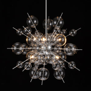 LightFixturesUSA - 6 - Light Glass Globe Bubble Sputnik Sunburst Chandelier - Chandelier - Chrome -