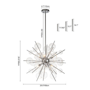 LightFixturesUSA - 6 - Light Glass Globe Bubble Sputnik Sunburst Chandelier - Chandelier - Chrome -