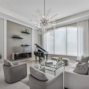 LightFixturesUSA - 6 - Light Glass Globe Bubble Sputnik Sunburst Chandelier - Chandelier - Chrome -