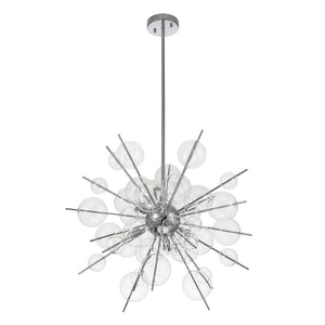LightFixturesUSA - 6 - Light Glass Globe Bubble Sputnik Sunburst Chandelier - Chandelier - Chrome -