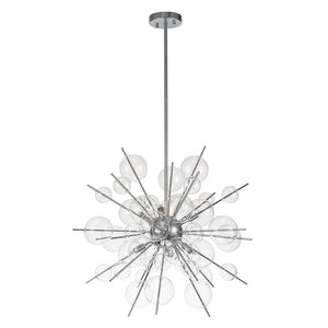 LightFixturesUSA - 6 - Light Glass Globe Bubble Sputnik Sunburst Chandelier - Chandelier - Chrome -