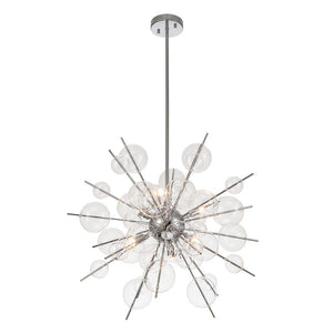 LightFixturesUSA - 6 - Light Glass Globe Bubble Sputnik Sunburst Chandelier - Chandelier - Chrome -