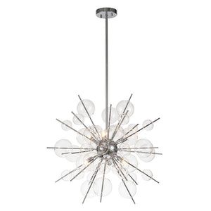 LightFixturesUSA - 6 - Light Glass Globe Bubble Sputnik Sunburst Chandelier - Chandelier - Chrome -
