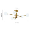 Load image into Gallery viewer, LightFixturesUSA - 6 - Light Opal Glass Globe Linear Sputnik Semi Flush - Ceiling Light - Brass -