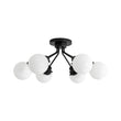 Load image into Gallery viewer, LightFixturesUSA - 6 - Light Opal Glass Globe Sputnik Semi Flush Mount - Ceiling Light - Black -