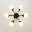 Load image into Gallery viewer, LightFixturesUSA - 6 - Light Opal Glass Globe Sputnik Semi Flush Mount - Ceiling Light - Black -