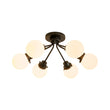 Load image into Gallery viewer, LightFixturesUSA - 6 - Light Opal Glass Globe Sputnik Semi Flush Mount - Ceiling Light - Black -