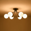 Load image into Gallery viewer, LightFixturesUSA - 6 - Light Opal Glass Globe Sputnik Semi Flush Mount - Ceiling Light - Black -
