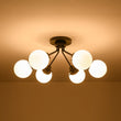 Load image into Gallery viewer, LightFixturesUSA - 6 - Light Opal Glass Globe Sputnik Semi Flush Mount - Ceiling Light - Black -