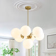 Load image into Gallery viewer, LightFixturesUSA - 7 - light Brass Sputnik Opal Glass Globe Bubble Chandelier - Chandelier - Brass (Pre - Order) -