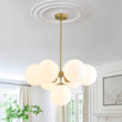Load image into Gallery viewer, LightFixturesUSA - 7 - light Brass Sputnik Opal Glass Globe Bubble Chandelier - Chandelier - Brass (Pre - Order) -