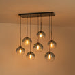 Load image into Gallery viewer, LightFixturesUSA - 7 - Light Cluster Blue Glass Globe Bubble Island Pendant - Chandelier - Blue + Black -