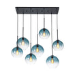 Load image into Gallery viewer, LightFixturesUSA - 7 - Light Cluster Blue Glass Globe Bubble Island Pendant - Chandelier - Blue + Black -