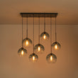 Load image into Gallery viewer, LightFixturesUSA - 7 - Light Cluster Blue Glass Globe Bubble Island Pendant - Chandelier - Blue + Black -