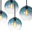 Load image into Gallery viewer, LightFixturesUSA - 7 - Light Cluster Blue Glass Globe Bubble Island Pendant - Chandelier - Blue + Black -