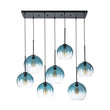 Load image into Gallery viewer, LightFixturesUSA - 7 - Light Cluster Blue Glass Globe Bubble Island Pendant - Chandelier - Blue + Black -