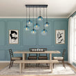 Load image into Gallery viewer, LightFixturesUSA - 7 - Light Cluster Blue Glass Globe Bubble Island Pendant - Chandelier - Blue + Black -