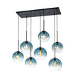Load image into Gallery viewer, LightFixturesUSA - 7 - Light Cluster Blue Glass Globe Bubble Island Pendant - Chandelier - Blue + Black -