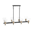 Load image into Gallery viewer, LightFixturesUSA - 8 - Light Seeded Glass Black Brass Linear Island Chandelier - Chandelier - Black + Brass -
