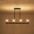 Load image into Gallery viewer, LightFixturesUSA - 8 - Light Seeded Glass Black Brass Linear Island Chandelier - Chandelier - Black + Brass -