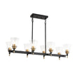 Load image into Gallery viewer, LightFixturesUSA - 8 - Light Seeded Glass Black Brass Linear Island Chandelier - Chandelier - Black + Brass -