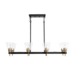 Load image into Gallery viewer, LightFixturesUSA - 8 - Light Seeded Glass Black Brass Linear Island Chandelier - Chandelier - Black + Brass -