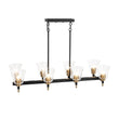 Load image into Gallery viewer, LightFixturesUSA - 8 - Light Seeded Glass Black Brass Linear Island Chandelier - Chandelier - Black + Brass -