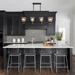 Load image into Gallery viewer, LightFixturesUSA - 8 - Light Seeded Glass Black Brass Linear Island Chandelier - Chandelier - Black + Brass -