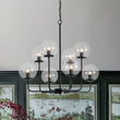 Load image into Gallery viewer, LightFixturesUSA - 8 - Light Seeded Glass Globe Round Sputnik Bubble Chandelier - Chandelier - Black -