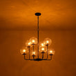 Load image into Gallery viewer, LightFixturesUSA - 8 - Light Seeded Glass Globe Round Sputnik Bubble Chandelier - Chandelier - Black -