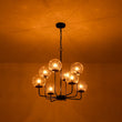 Load image into Gallery viewer, LightFixturesUSA - 8 - Light Seeded Glass Globe Round Sputnik Bubble Chandelier - Chandelier - Black -