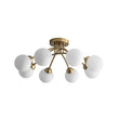 Load image into Gallery viewer, LightFixturesUSA - 8 - Light Sputnik Milky Glass Bubble Semi Flush Mount - Ceiling Light - Brass -