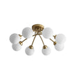 Load image into Gallery viewer, LightFixturesUSA - 8 - Light Sputnik Milky Glass Bubble Semi Flush Mount - Ceiling Light - Brass -