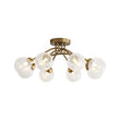 Load image into Gallery viewer, LightFixturesUSA - 8 - Light Textured Crackle Glass Globe Semi Flush Mount - Chandelier - Brass -