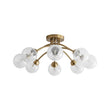 Load image into Gallery viewer, LightFixturesUSA - 8 - Light Textured Crackle Glass Globe Semi Flush Mount - Chandelier - Brass -