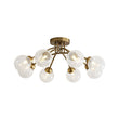 Load image into Gallery viewer, LightFixturesUSA - 8 - Light Textured Crackle Glass Globe Semi Flush Mount - Chandelier - Brass -