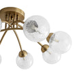 Load image into Gallery viewer, LightFixturesUSA - 8 - Light Textured Crackle Glass Globe Semi Flush Mount - Chandelier - Brass -