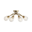 Load image into Gallery viewer, LightFixturesUSA - 8 - Light Textured Crackle Glass Globe Semi Flush Mount - Chandelier - Brass -