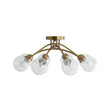 Load image into Gallery viewer, LightFixturesUSA - 8 - Light Textured Crackle Glass Globe Semi Flush Mount - Chandelier - Brass -