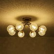 Load image into Gallery viewer, LightFixturesUSA - 8 - Light Textured Crackle Glass Globe Semi Flush Mount - Chandelier - Brass -