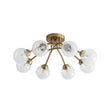 Load image into Gallery viewer, LightFixturesUSA - 8 - Light Textured Crackle Glass Globe Semi Flush Mount - Chandelier - Brass -