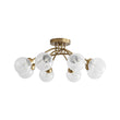 Load image into Gallery viewer, LightFixturesUSA - 8 - Light Textured Crackle Glass Globe Semi Flush Mount - Chandelier - Brass -