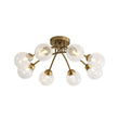 Load image into Gallery viewer, LightFixturesUSA - 8 - Light Textured Crackle Glass Globe Semi Flush Mount - Chandelier - Brass -