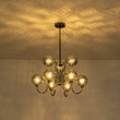 Load image into Gallery viewer, LightFixturesUSA - 9 - Light Hammered Smoked Glass Bubble Black Sputnik Chandelier - Chandelier - Black -