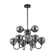 Load image into Gallery viewer, LightFixturesUSA - 9 - Light Hammered Smoked Glass Bubble Black Sputnik Chandelier - Chandelier - Black -