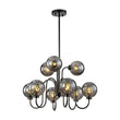 Load image into Gallery viewer, LightFixturesUSA - 9 - Light Hammered Smoked Glass Bubble Black Sputnik Chandelier - Chandelier - Black -