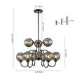 Load image into Gallery viewer, LightFixturesUSA - 9 - Light Hammered Smoked Glass Bubble Black Sputnik Chandelier - Chandelier - Black -