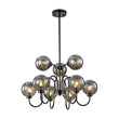 Load image into Gallery viewer, LightFixturesUSA - 9 - Light Hammered Smoked Glass Bubble Black Sputnik Chandelier - Chandelier - Black -
