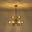 Load image into Gallery viewer, LightFixturesUSA - 9 - Light Hammered Smoked Glass Bubble Black Sputnik Chandelier - Chandelier - Black -