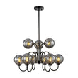 Load image into Gallery viewer, LightFixturesUSA - 9 - Light Hammered Smoked Glass Bubble Black Sputnik Chandelier - Chandelier - Black -